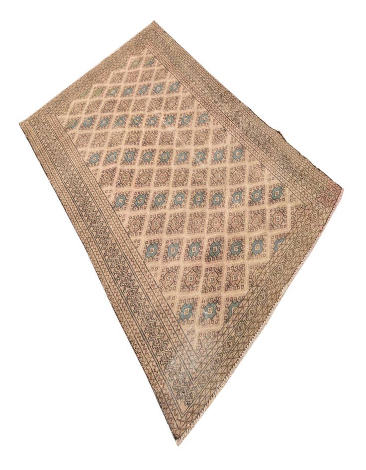 Detail image of  3' 9 x 5' 7  Hand Knotted Torkaman Persian Wool Rug