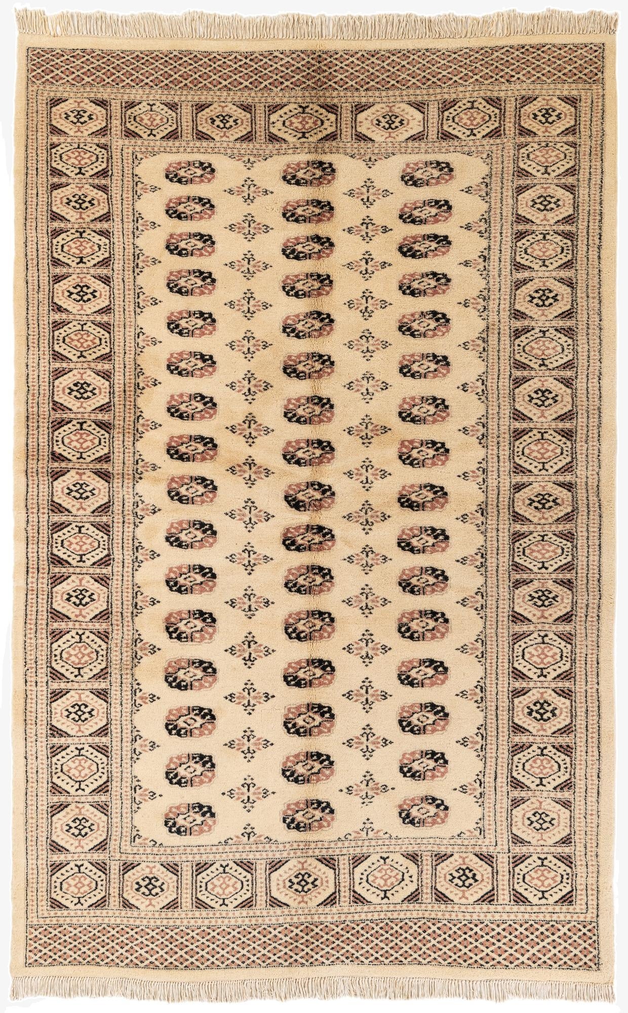  5' 3 x 8' 3  Hand Knotted Torkaman Oriental Wool Rug