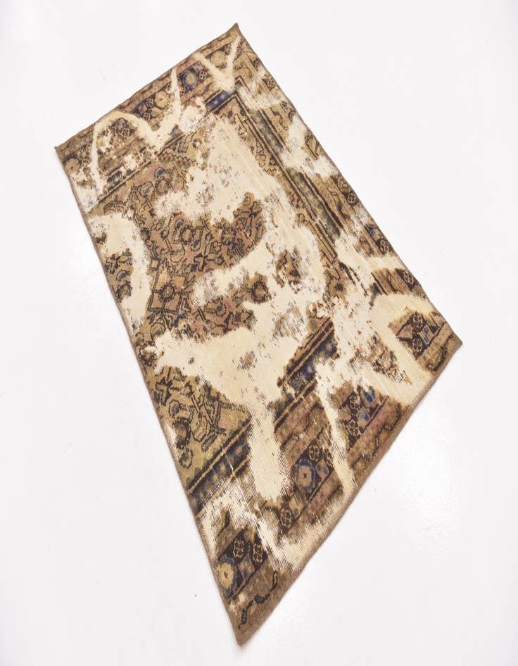 Detail image of  3' 5 x 5'  Hand Knotted Ultra Vintage Persian Wool Rug