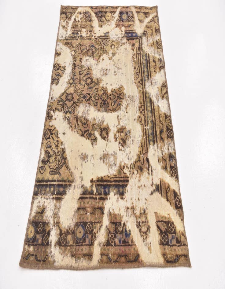 Detail image of  3' 5 x 5'  Hand Knotted Ultra Vintage Persian Wool Rug