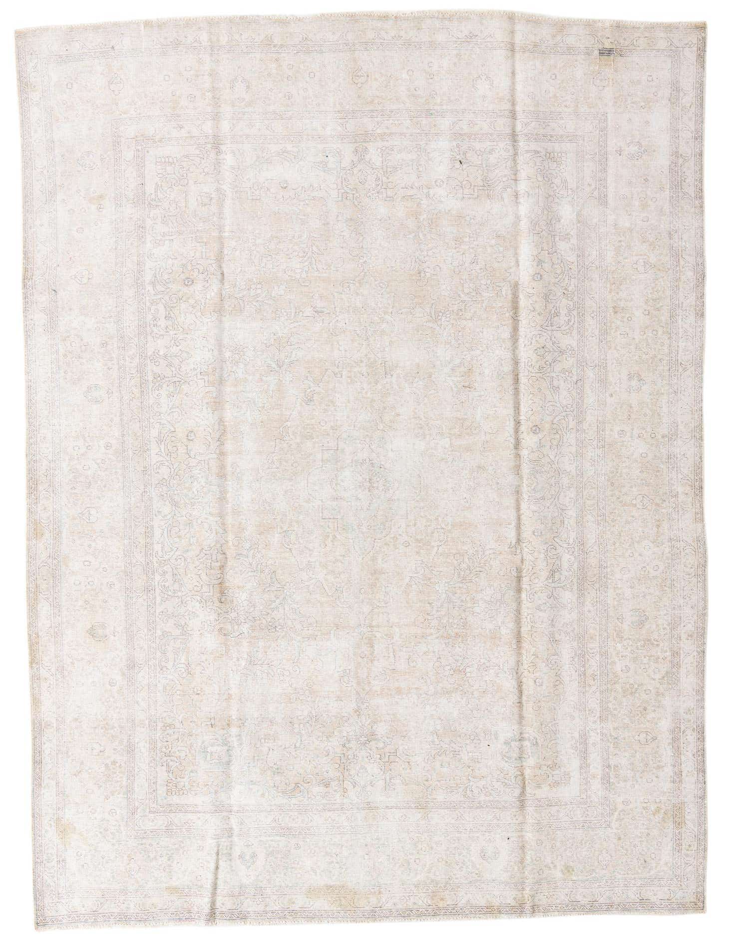 A large 9x12 rectangular Ultra Vintage rug in ivory and cream with a subtle Persian pattern, suitable for a living room.