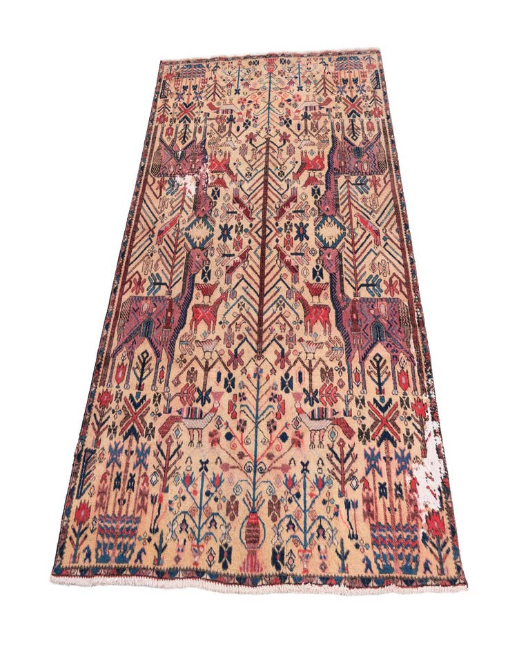 Detail image of  4' 7 x 6'  Hand Knotted Ultra Vintage Persian Wool Rug