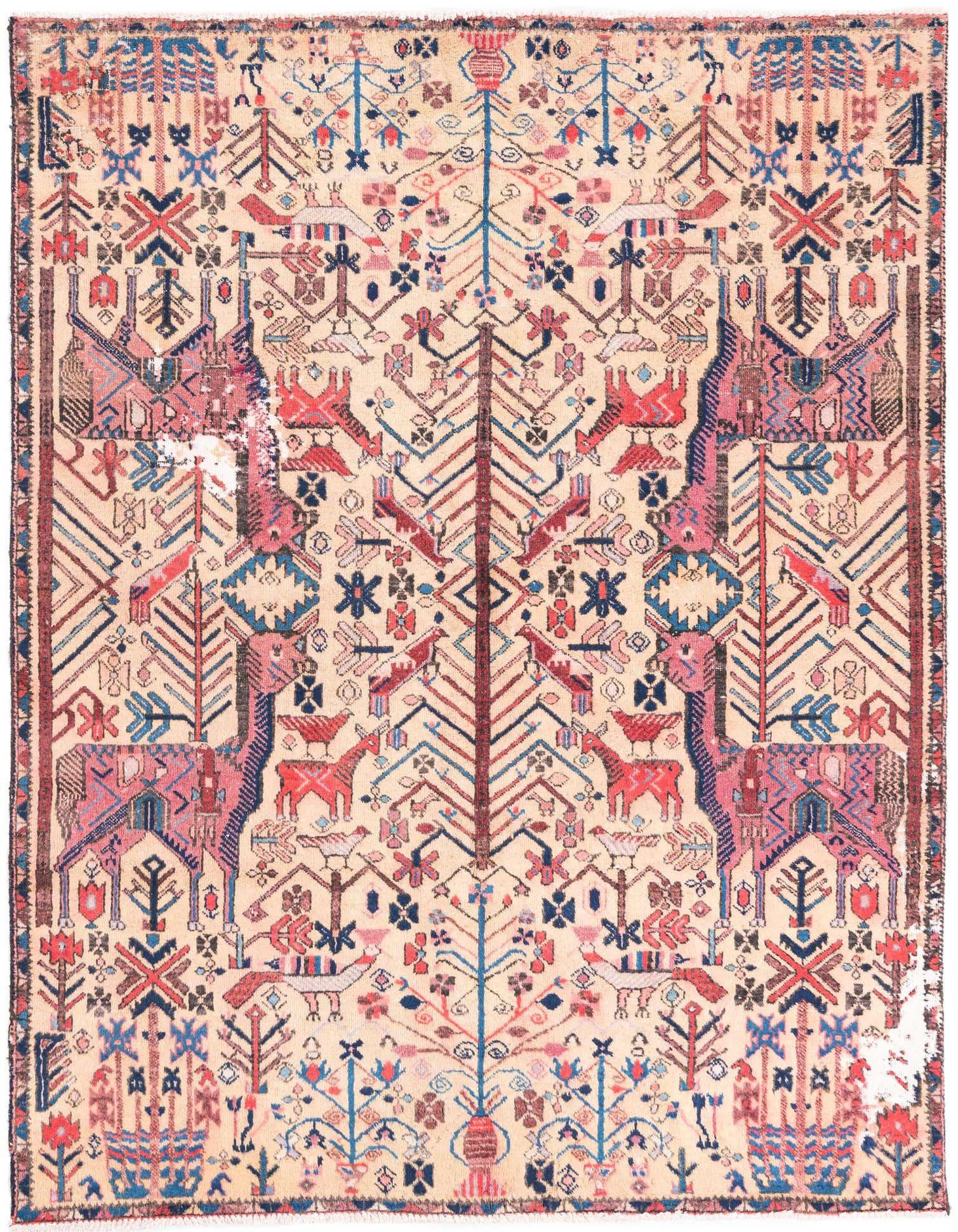 Primary image  4' 7 x 6'  Hand Knotted Ultra Vintage Persian Wool Rug