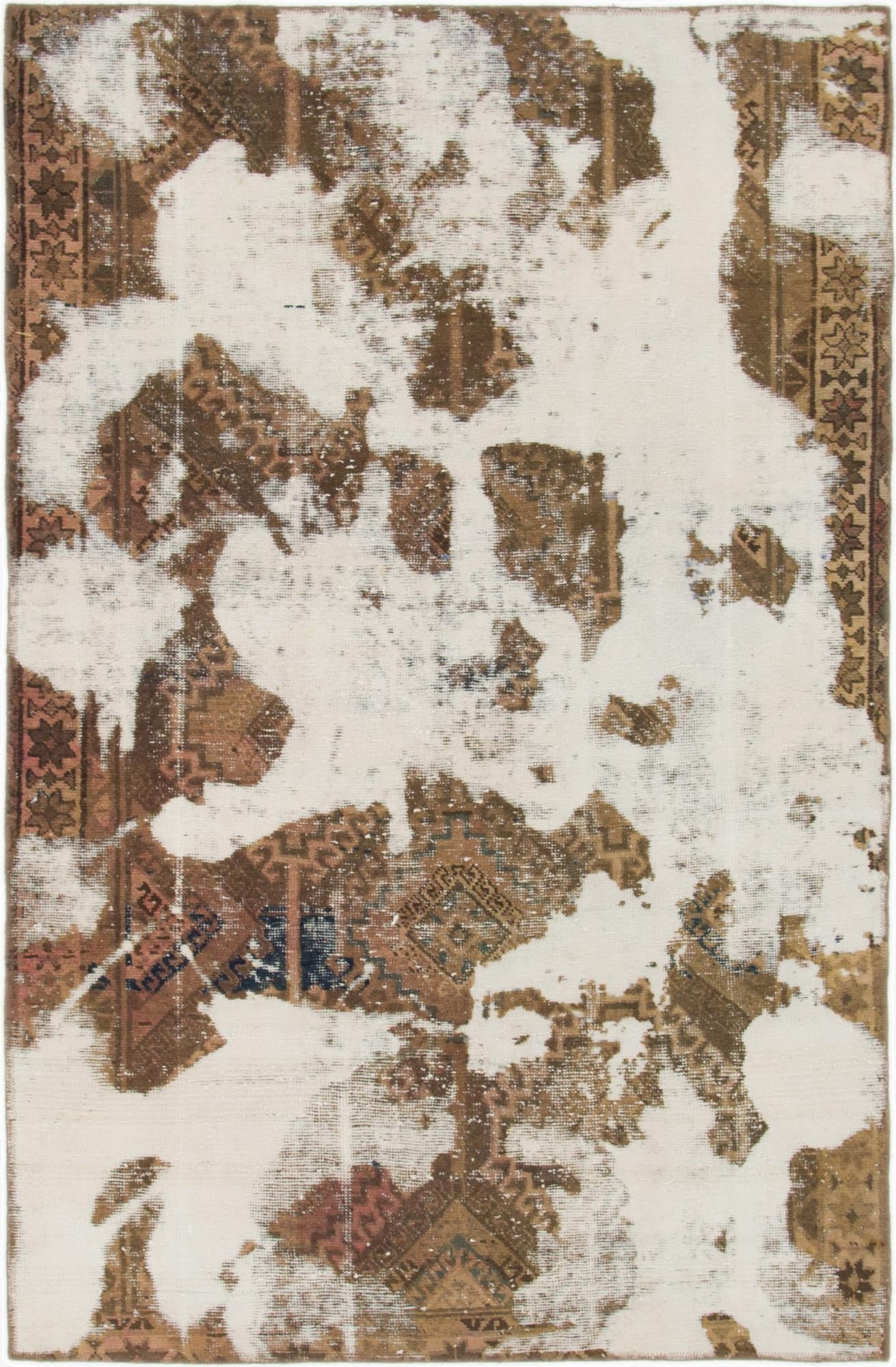  4' 10 x 7' 6  Hand Knotted Ultra Vintage Persian Wool Rug