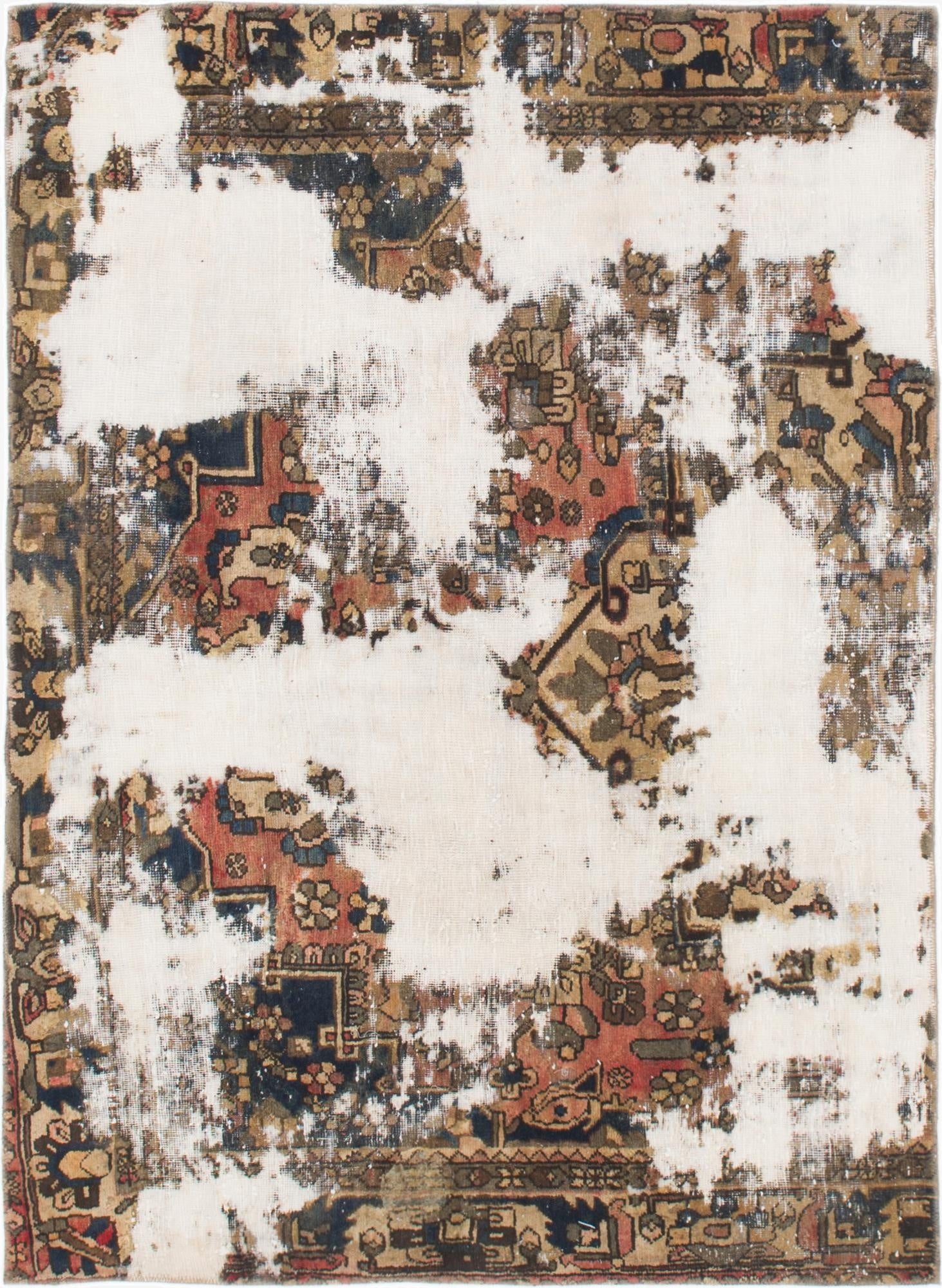  4' 8 x 6' 4  Hand Knotted Ultra Vintage Persian Wool Rug