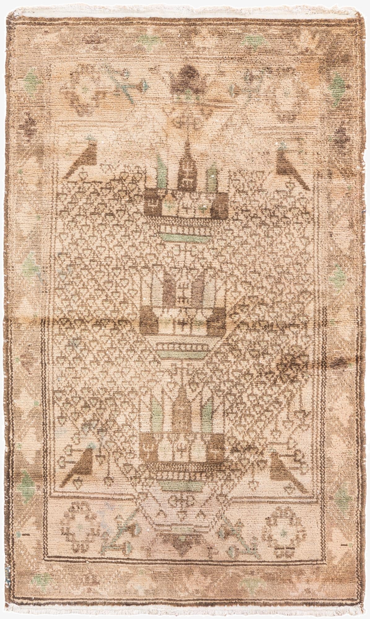  2' 6 x 4' 2  Hand Knotted Ultra Vintage Persian Wool Rug