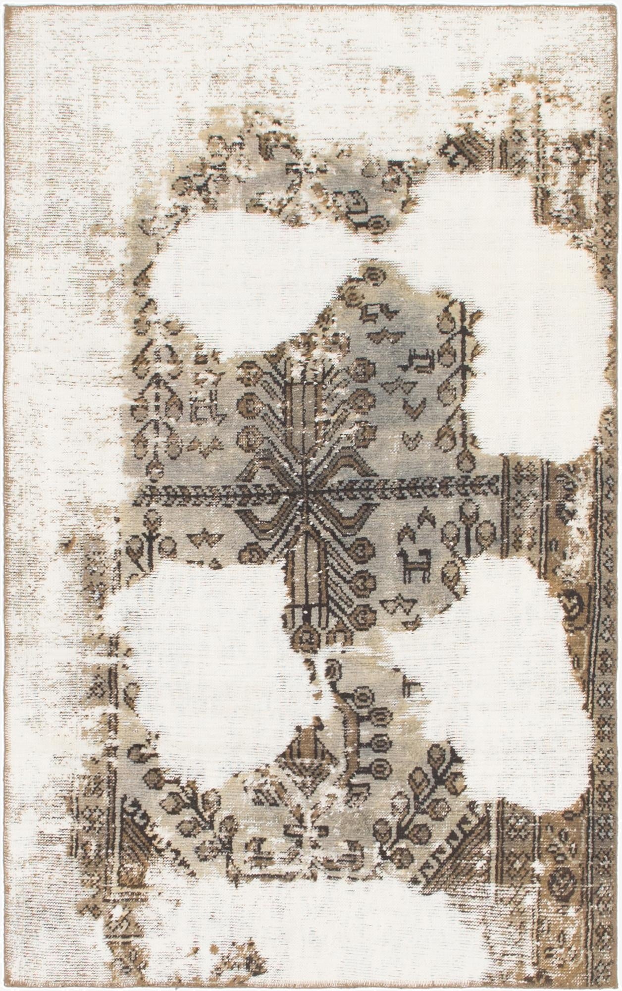  3' 10 x 6' 2  Hand Knotted Ultra Vintage Persian Wool Rug