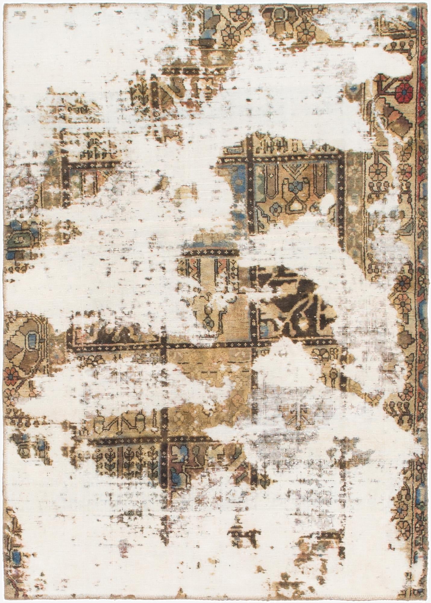  4' 5 x 6' 2  Hand Knotted Ultra Vintage Persian Wool Rug