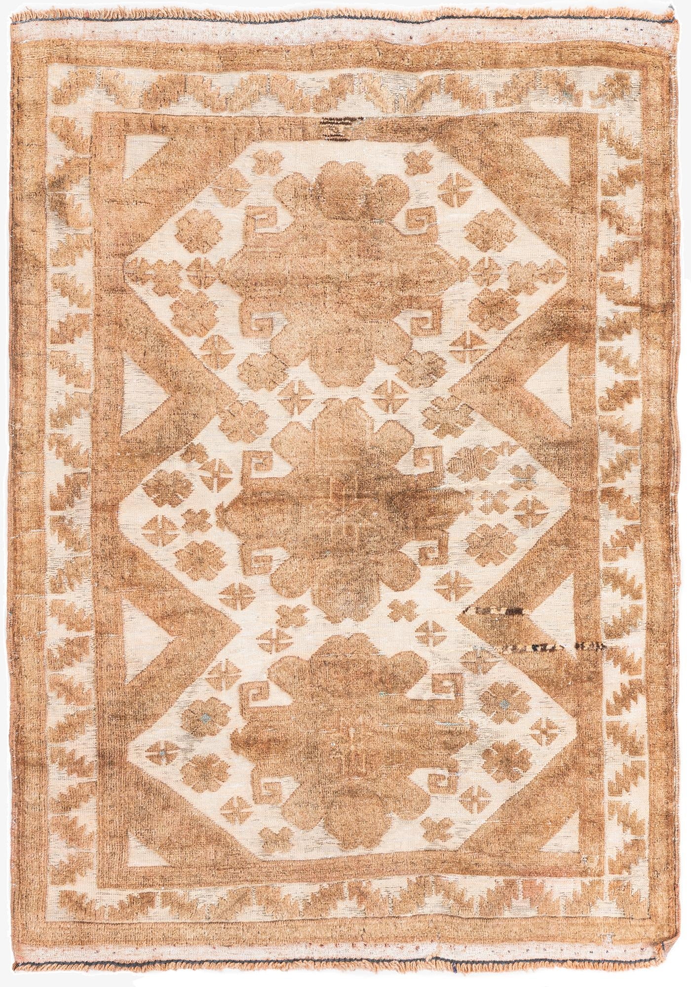  3' 1 x 4' 3  Hand Knotted Ultra Vintage Persian Wool Rug