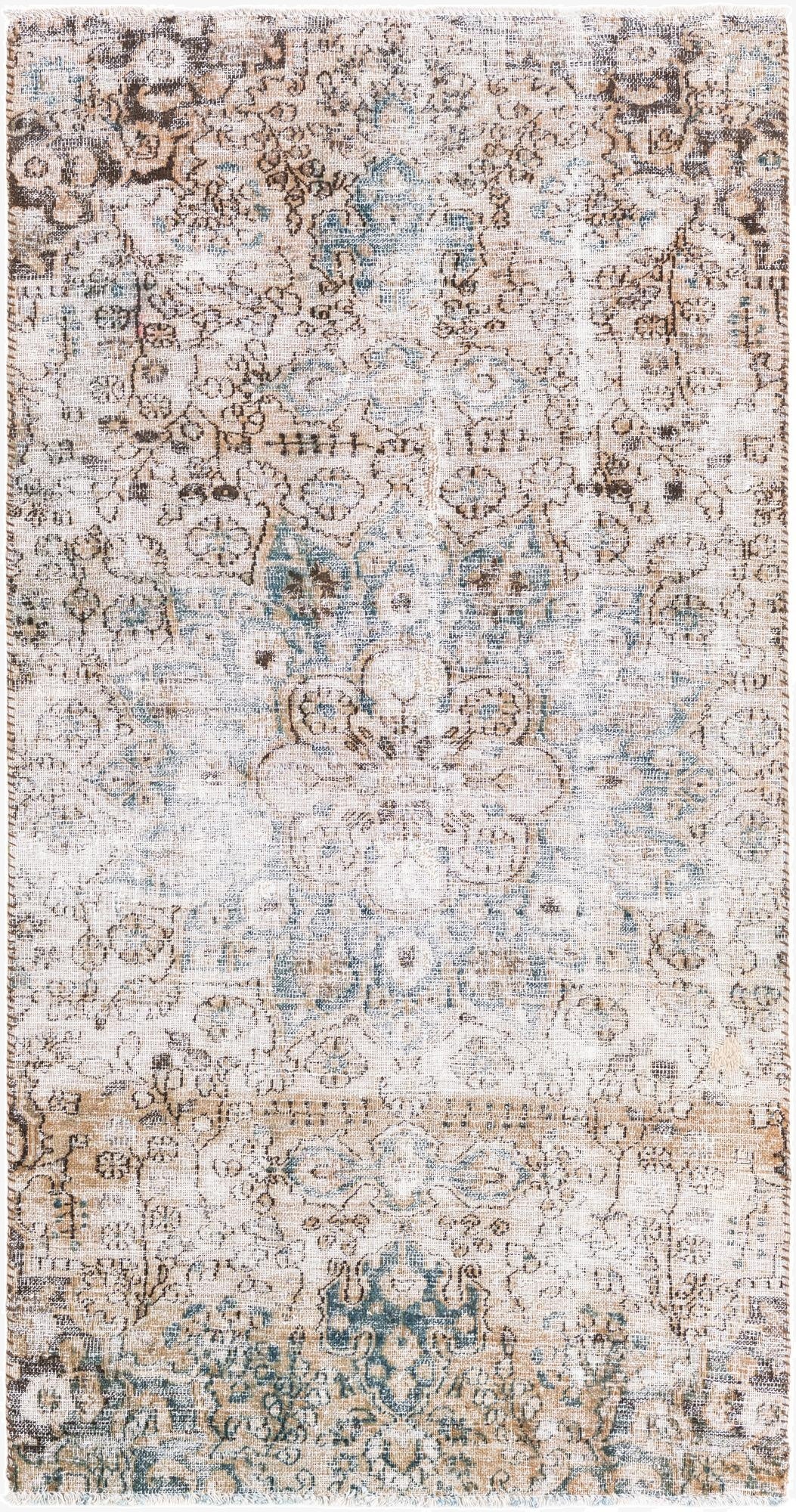  3' 7 x 6' 9  Hand Knotted Ultra Vintage Persian Wool Rug