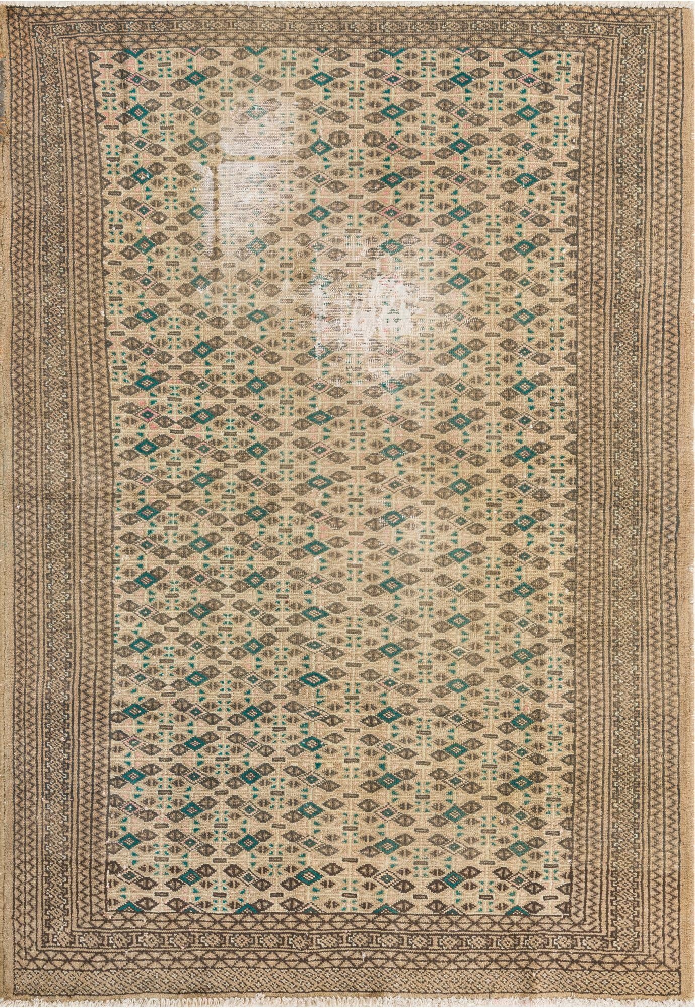  4' 2 x 6'  Hand Knotted Ultra Vintage Persian Wool Rug