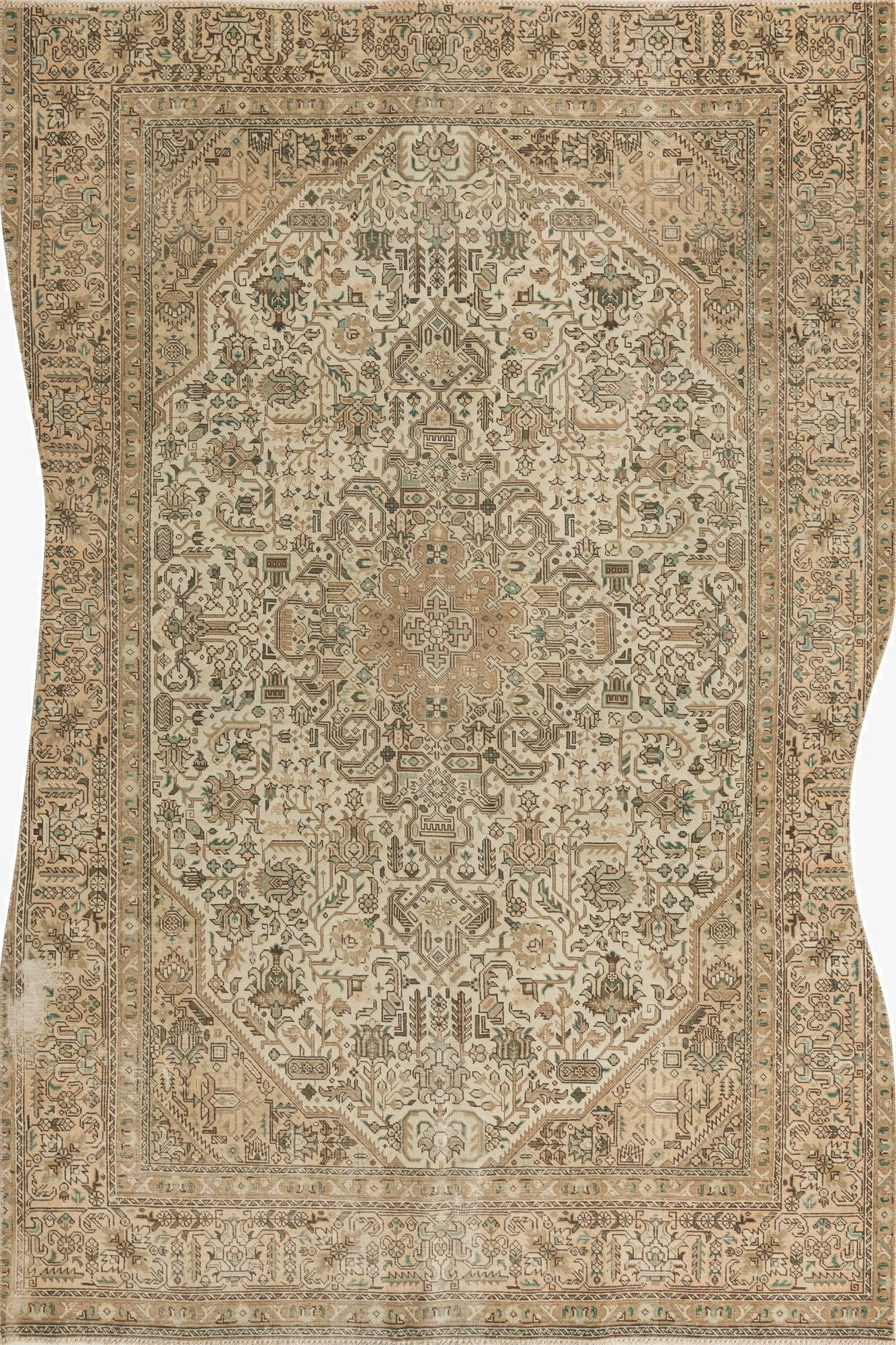  6' 5 x 9' 6  Hand Knotted Ultra Vintage Persian Wool Rug