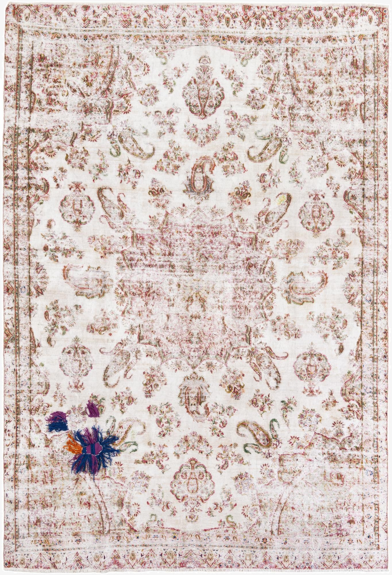  7' 6 x 11' 1  Hand Knotted Ultra Vintage Persian Wool Rug