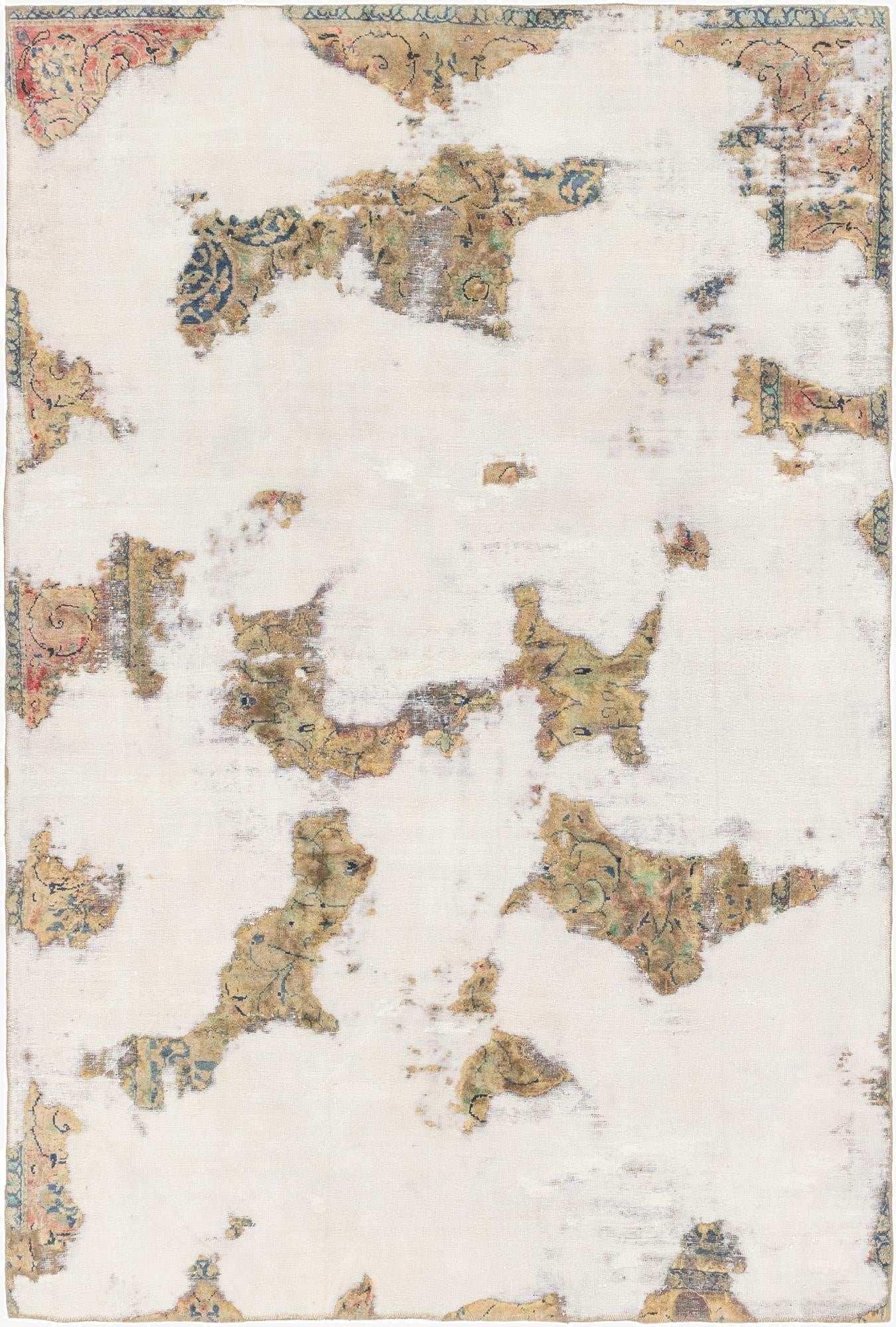  6' 9 x 10' 2  Hand Knotted Ultra Vintage Persian Wool Rug