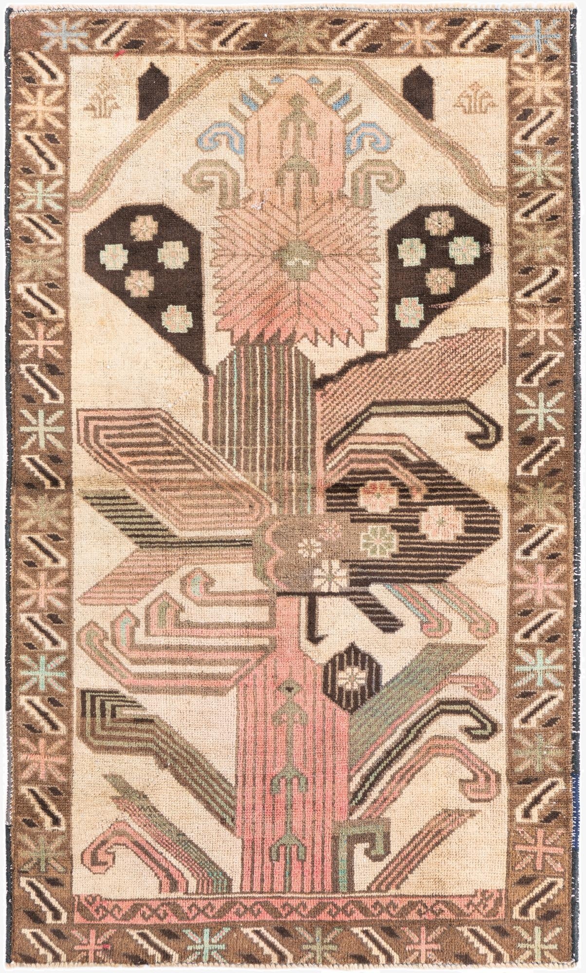  2' 10 x 4' 9  Hand Knotted Ultra Vintage Persian Wool Rug