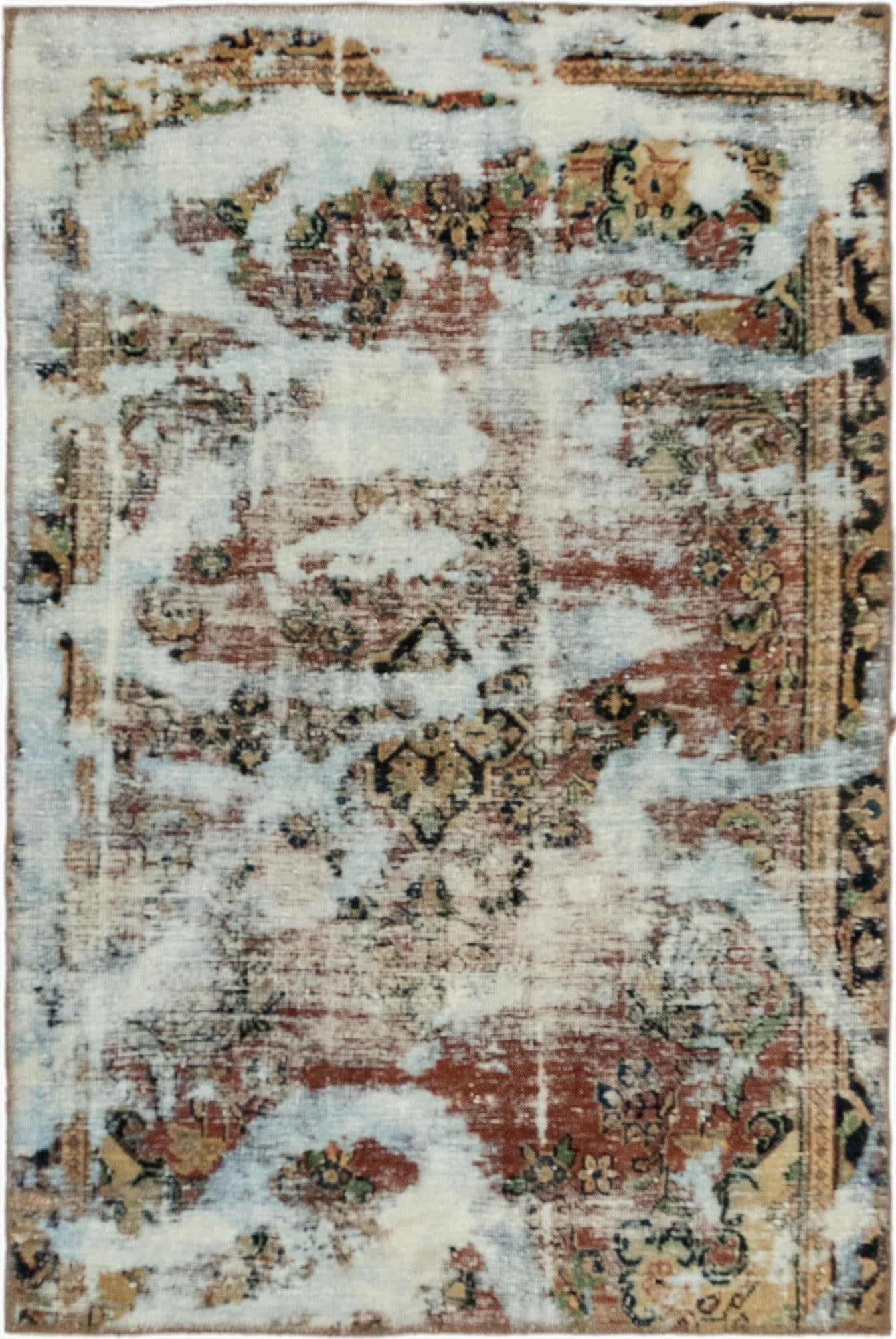  3' 6 x 5' 4  Hand Knotted Ultra Vintage Persian Wool Rug