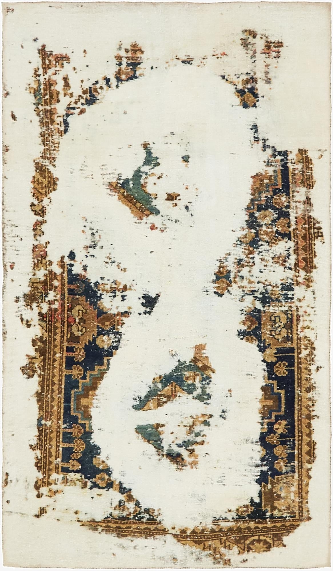  3' 7 x 6' 5  Hand Knotted Ultra Vintage Persian Wool Rug