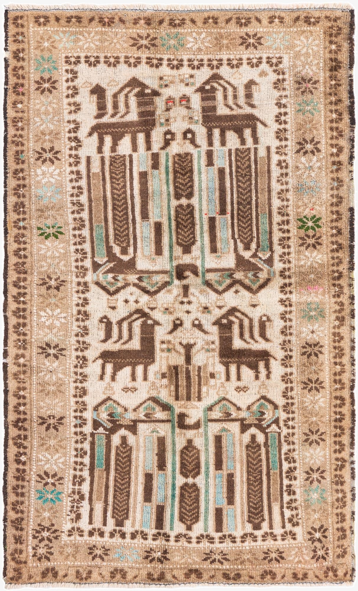  2' 7 x 4' 4  Hand Knotted Ultra Vintage Persian Wool Rug