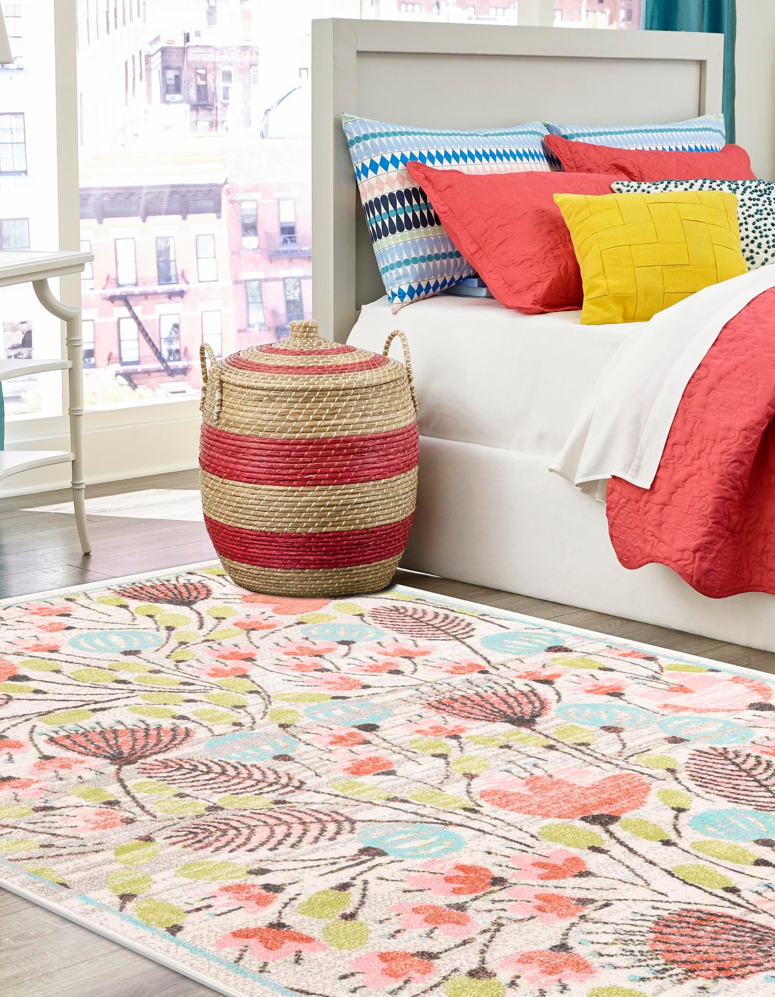 Ivory 4' x 6' Flowers Whimsy Kids Rug | Rugs.com