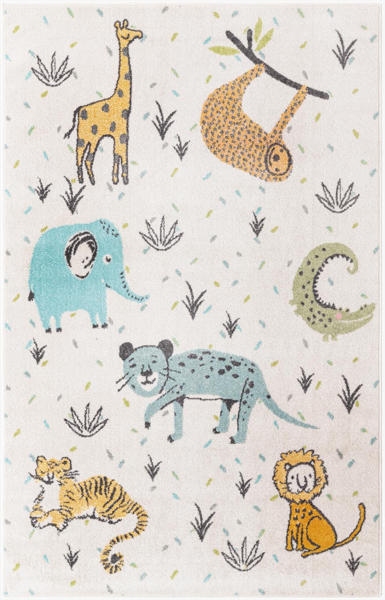  5' 3 x 8' Animals Whimsy Kids Rug