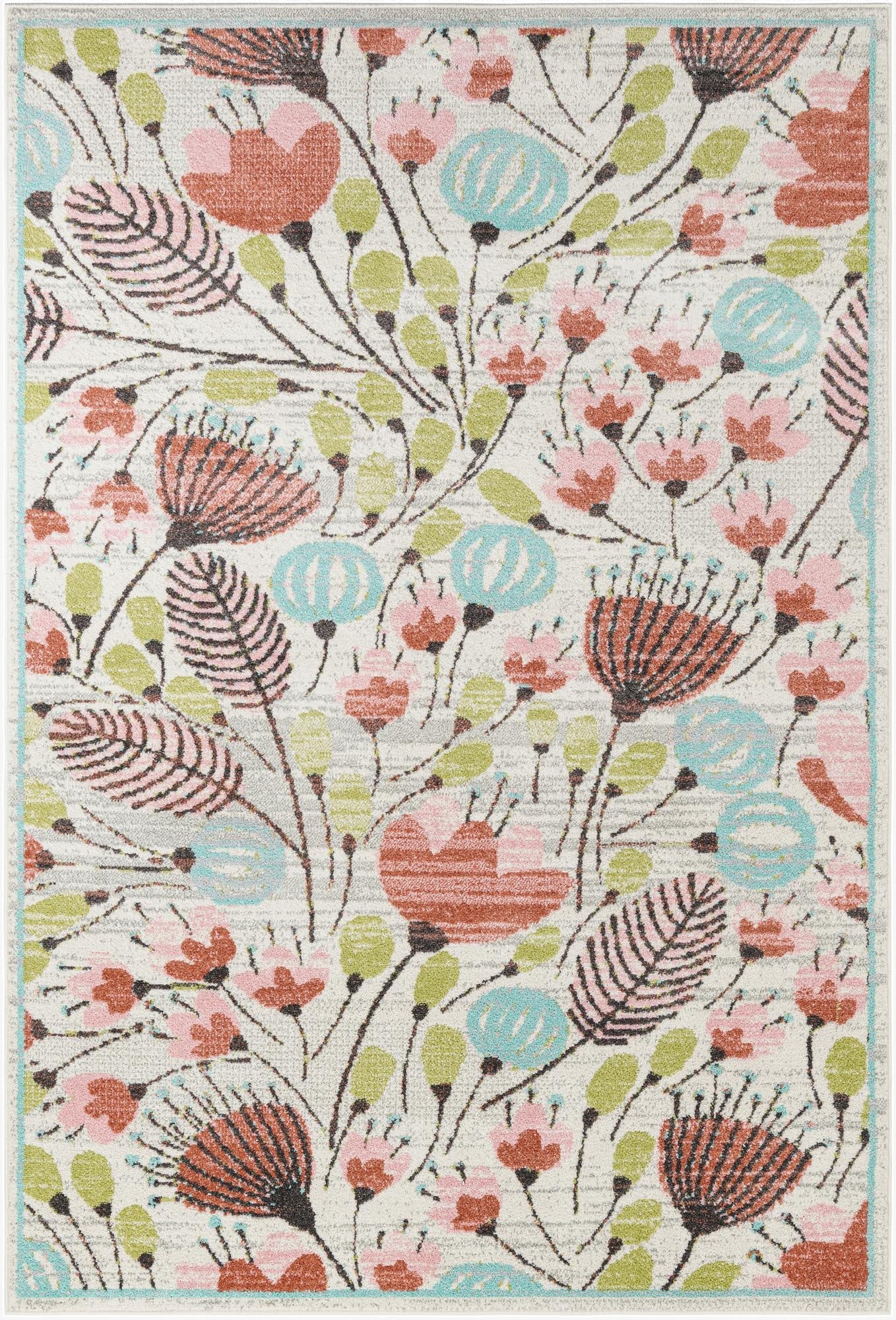  6' 1 x 9' Flowers Whimsy Kids Rug