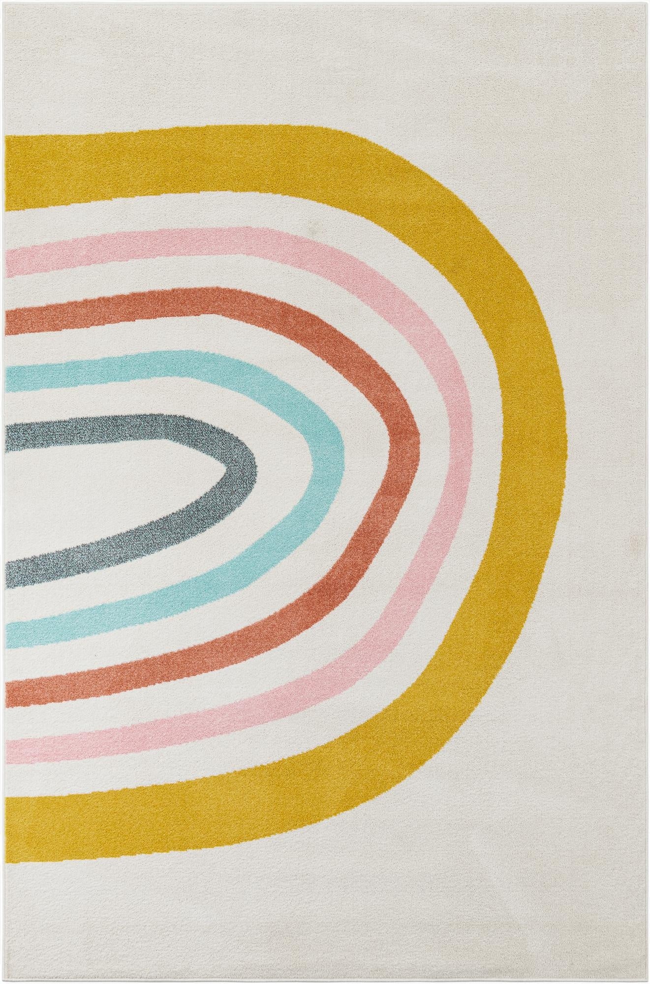  6' 1 x 9' Rainbow Whimsy Kids Rug