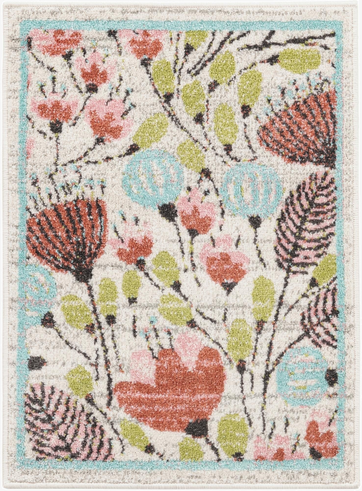  2' 2 x 3' Flowers Whimsy Kids Rug