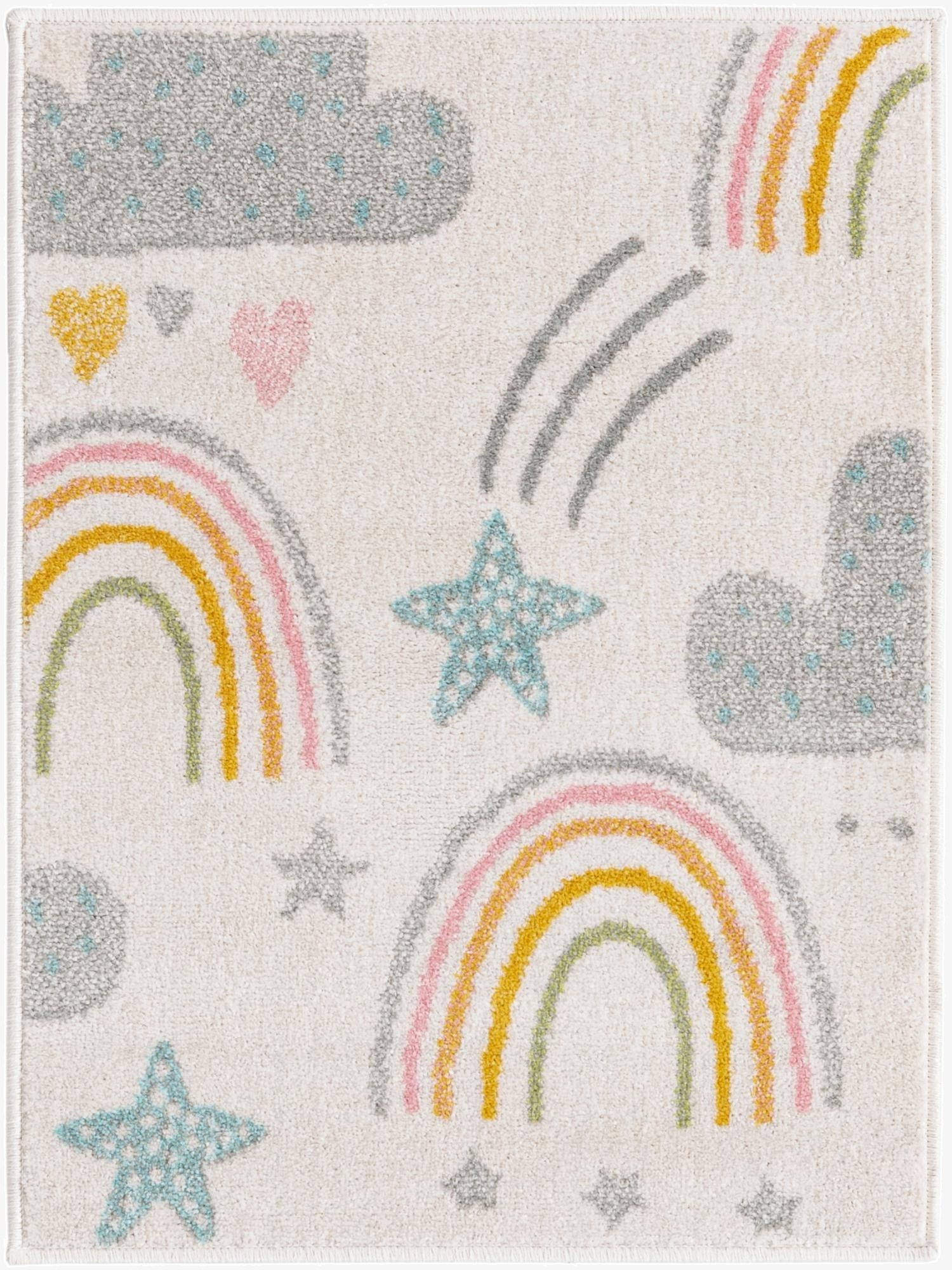  2' 2 x 3' Clouds and Rainbows Whimsy Kids Rug