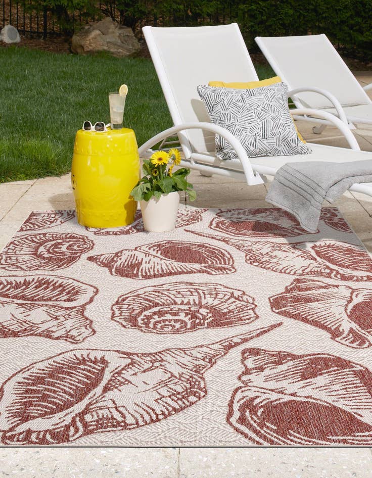 Detail image of  5' 3 x 8'  Washable Coastal Indoor / Outdoor Rug