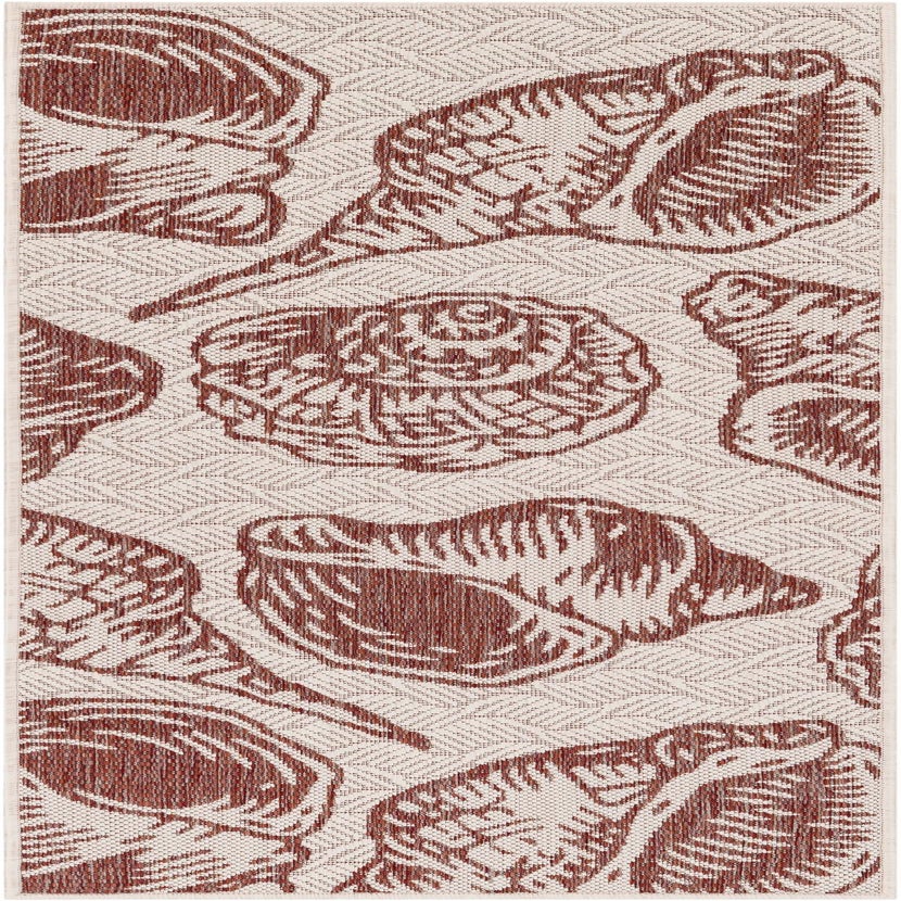 Ivory Red 2' x 5' Coastal Indoor / Outdoor Runner Rug | Rugs.com