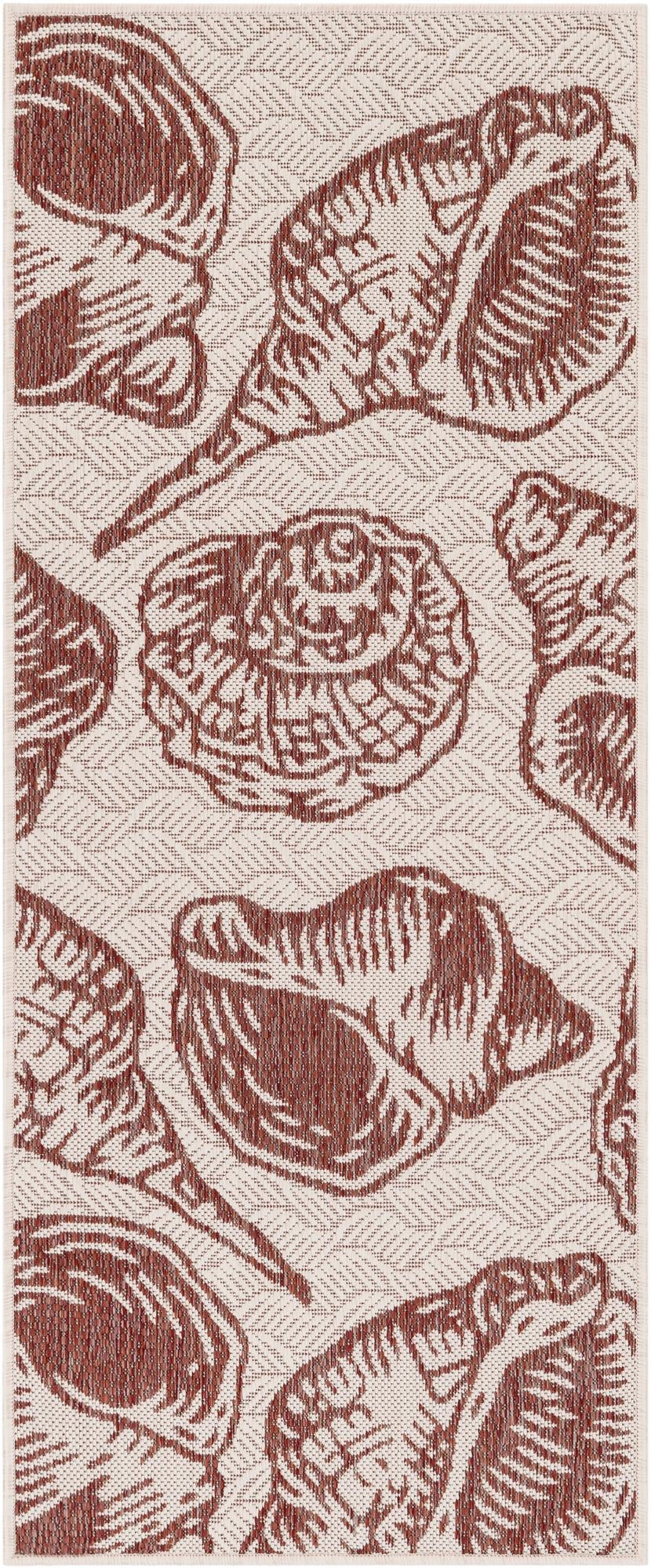 Ivory Red 2' x 5' Coastal Indoor / Outdoor Runner Rug | Rugs.com