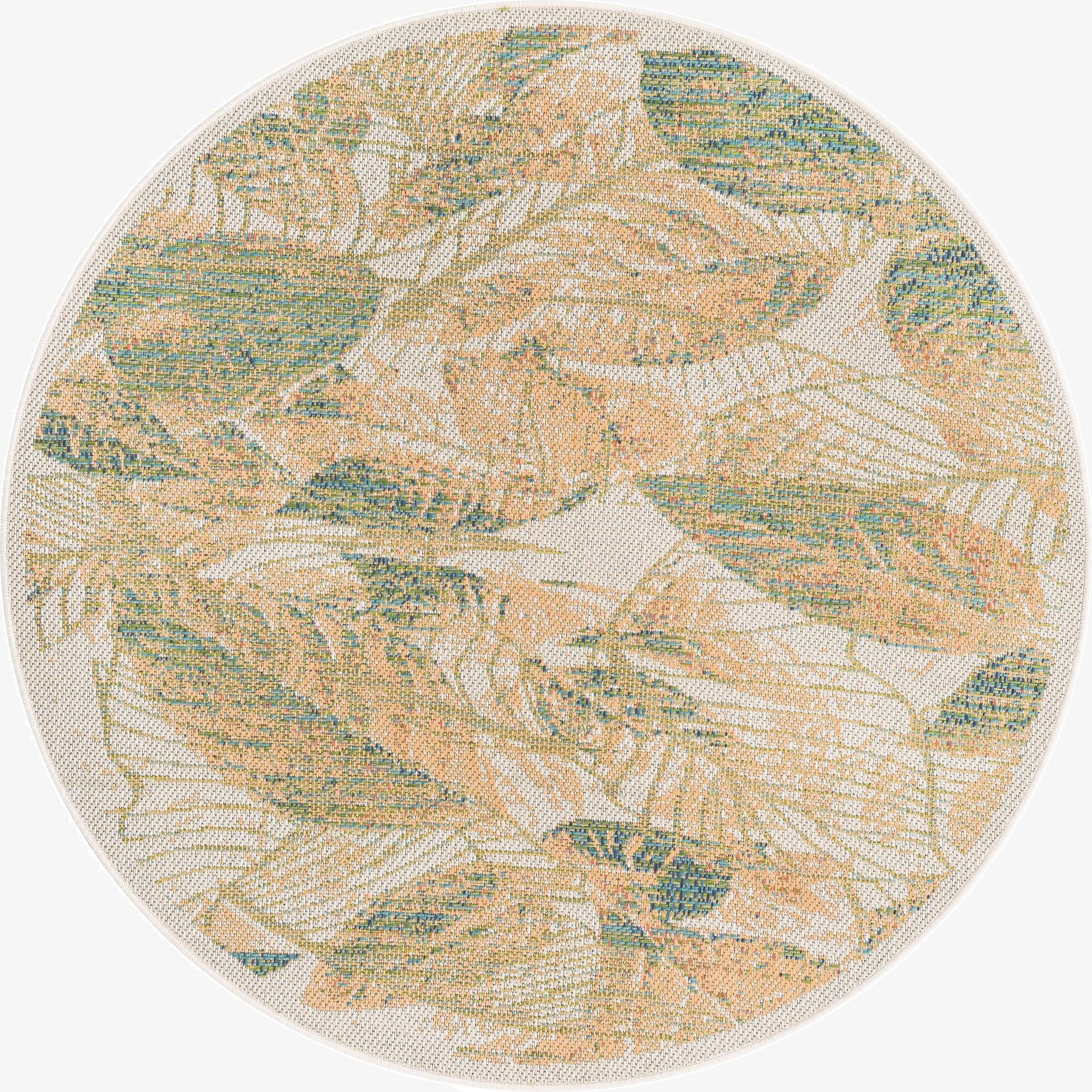  5' 3 x 5' 3  Washable Baja Indoor / Outdoor Round Rug