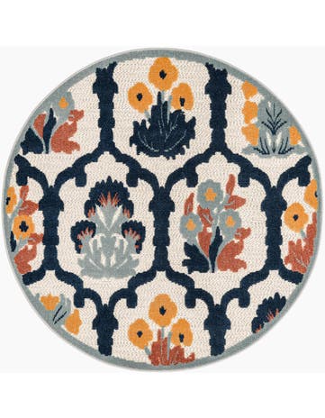 5' 3 x 5' 3 Washable Belize Indoor / Outdoor Round Rug
