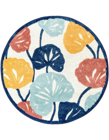 5' 3 x 5' 3 Washable Belize Indoor / Outdoor Round Rug