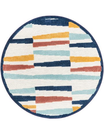 5' 3 x 5' 3 Washable Belize Indoor / Outdoor Round Rug
