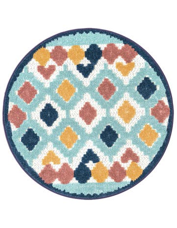 3' 3 x 3' 3 Washable Belize Indoor / Outdoor Round Rug