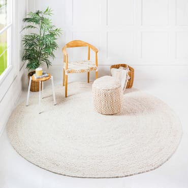  8' x 8'  Hand Braided Chindi Round Rug