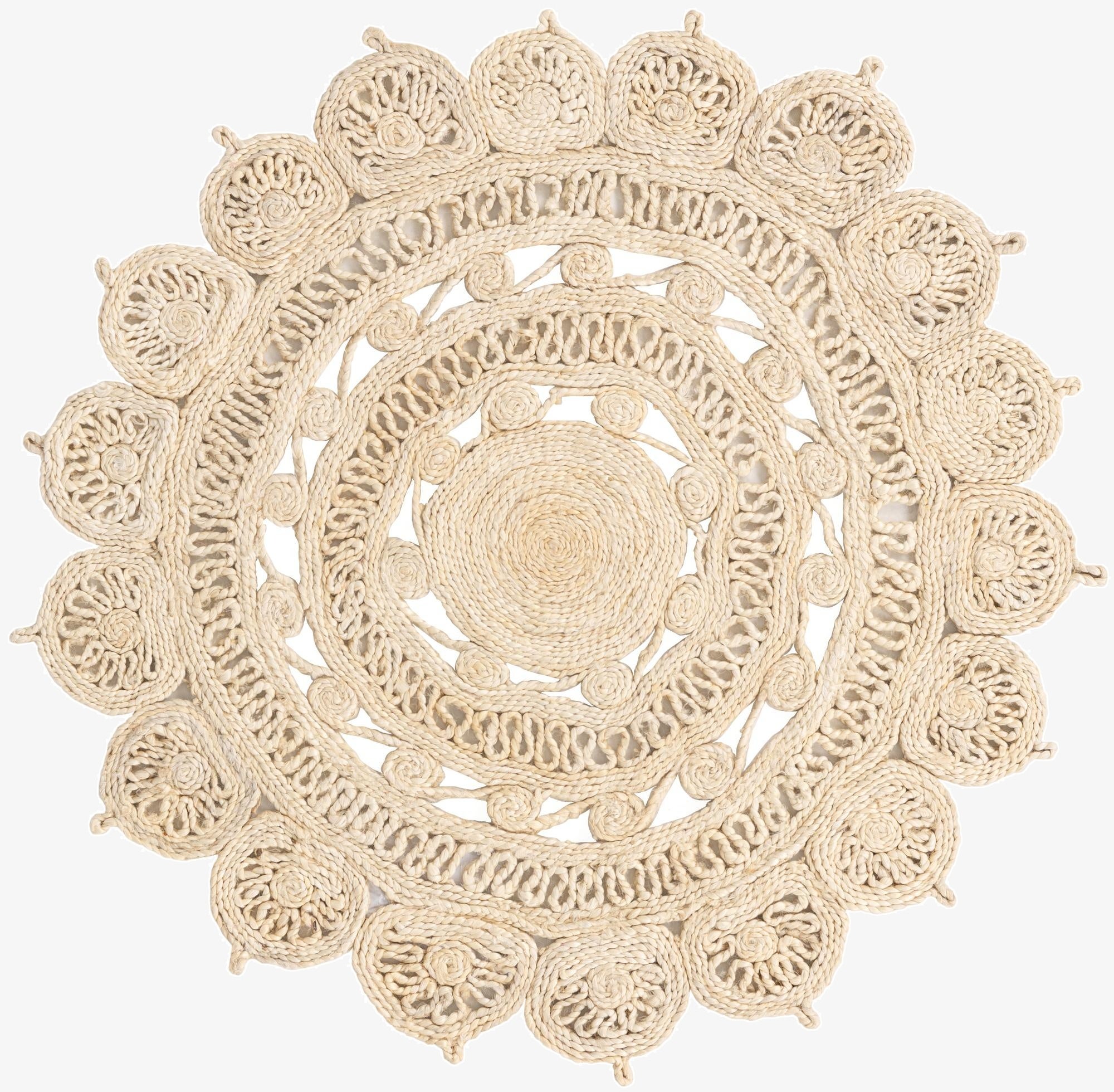  4' 1 x 4' 1  Hand Braided Jute Round Rug