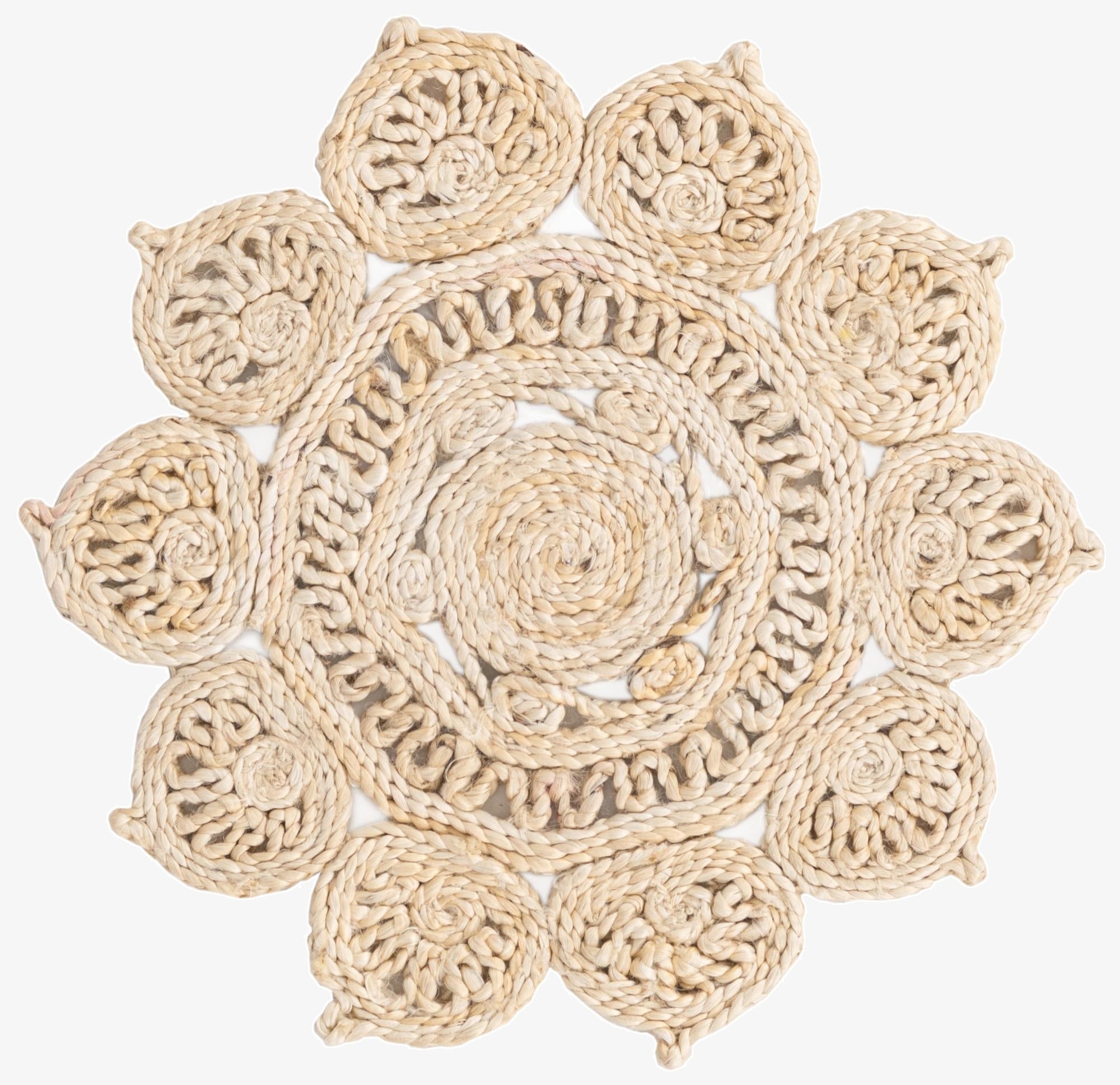  2' x 2'  Hand Braided Jute Round Rug