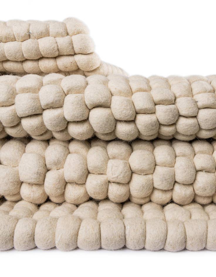 Detail image of  6' 1 x 6' 1  Hand Woven Felt Ball Wool Round Rug