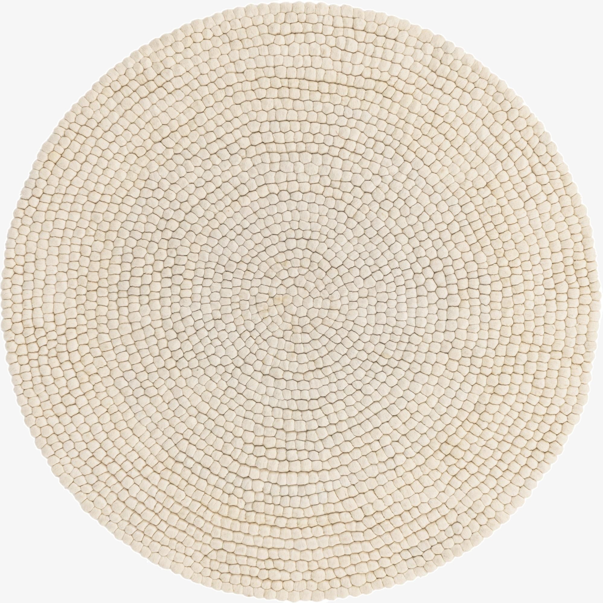  5' x 5' Felt Ball Wool Round Rug