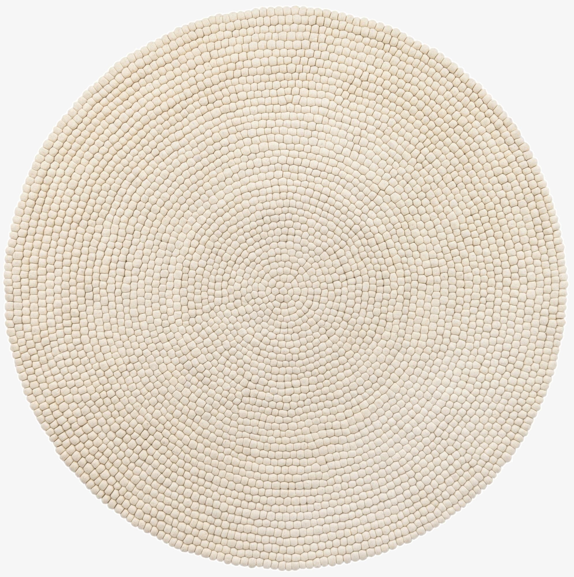  7' 10 x 7' 10  Hand Woven Felt Ball Wool Round Rug