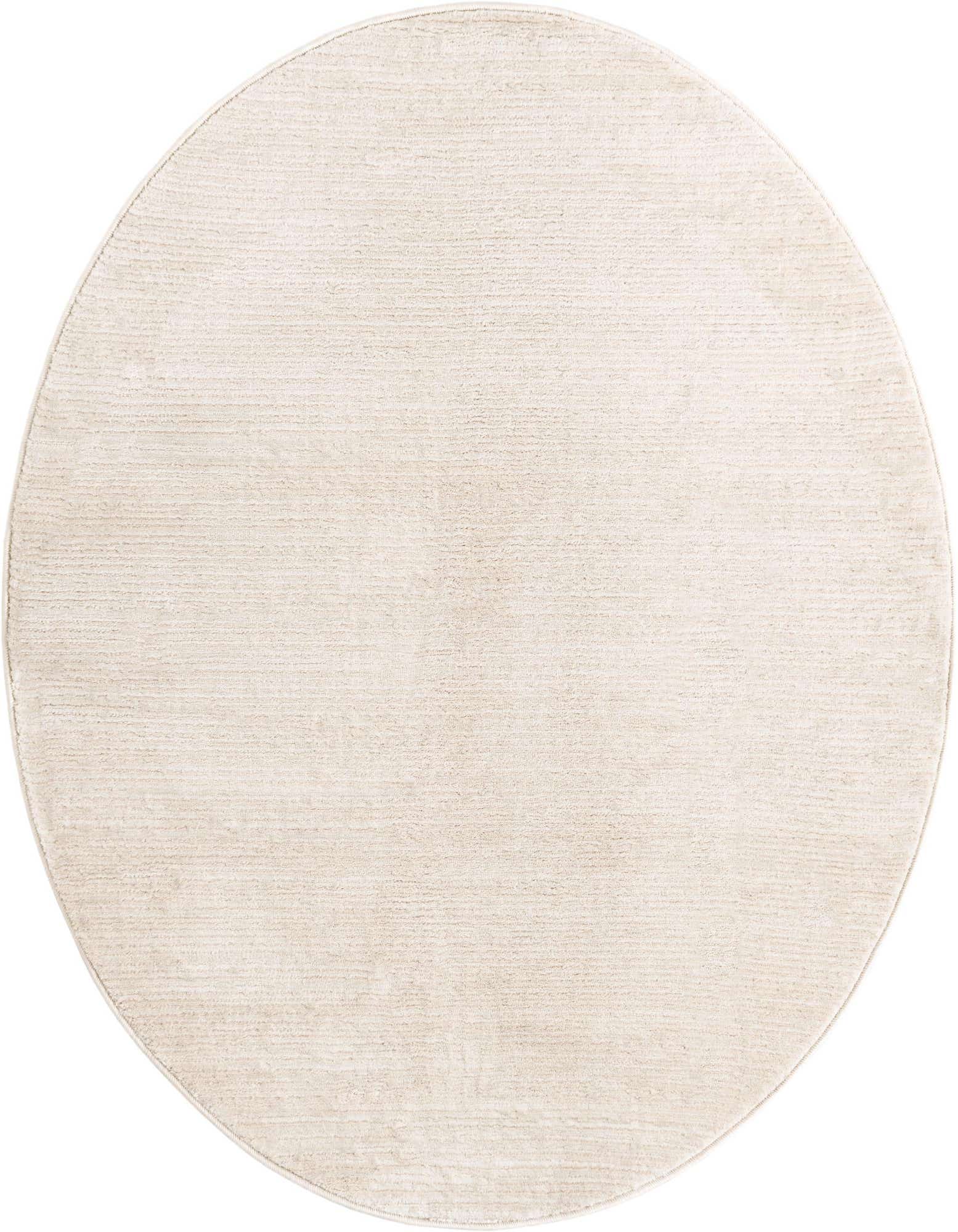 A 4' round ivory and cream transitional rug with a subtle high-low textured pile, perfect for an indoor living space.