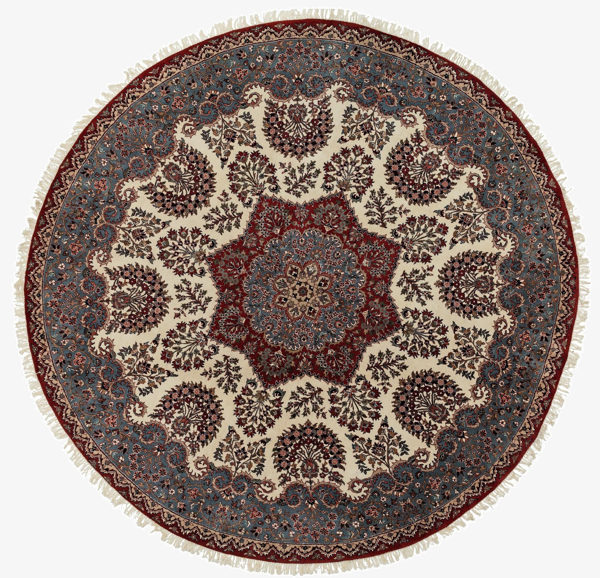  9' x 9' 1  Hand Knotted Jaipur Agra Wool Round Rug