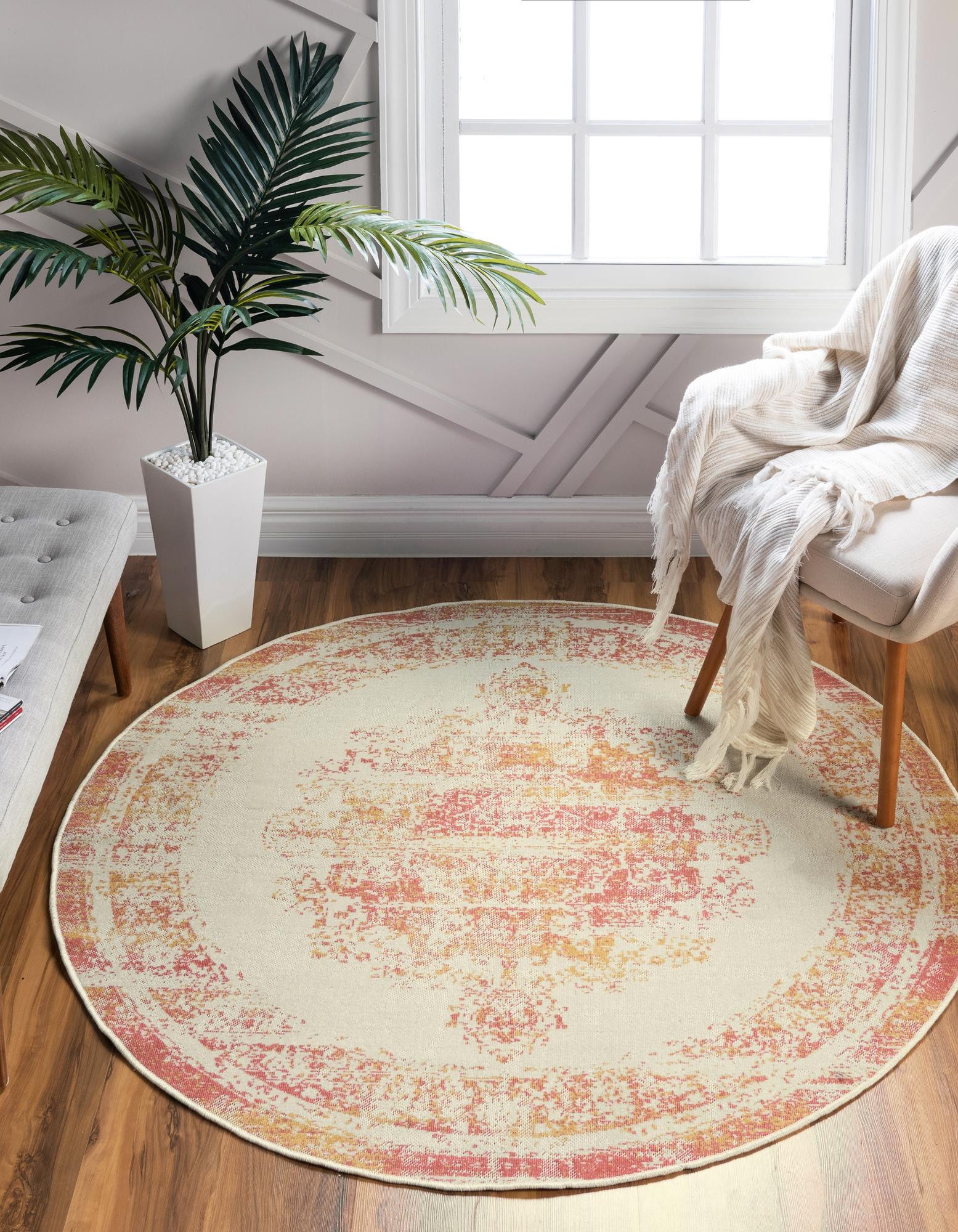 Ivory 5' 3 x 5' 3 Lucerne Round Rug | Rugs.com