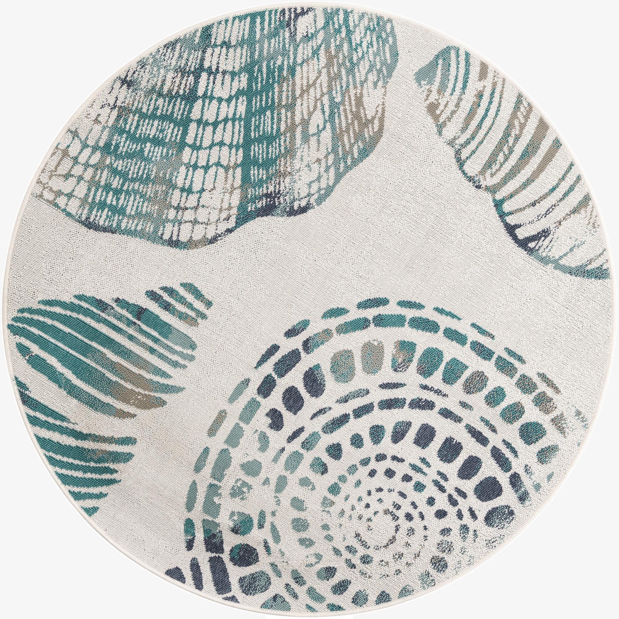  5' 3 x 5' 3  Washable Coastal Indoor / Outdoor Round Rug