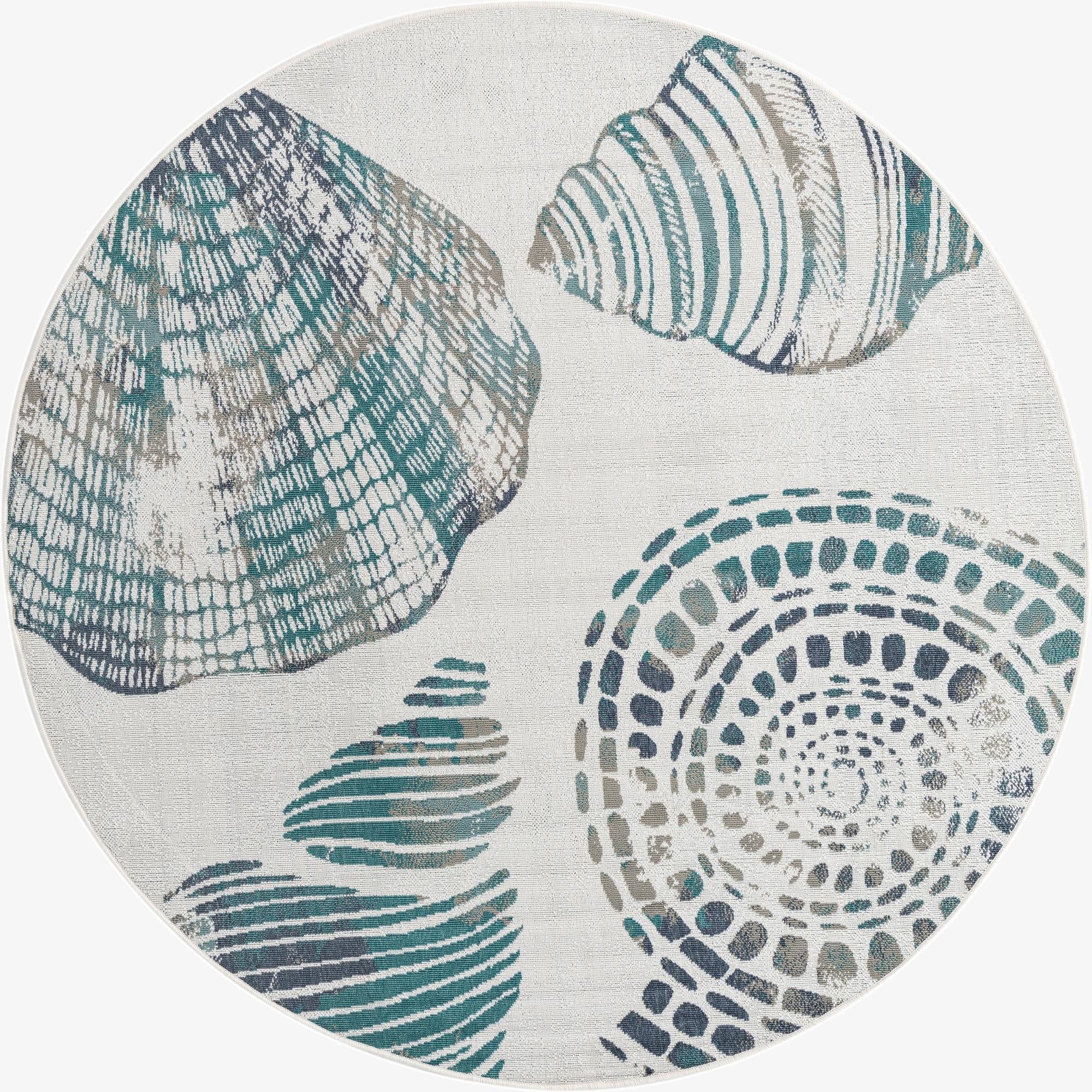 Primary image  7' x 7'  Washable Coastal Indoor / Outdoor Round Rug