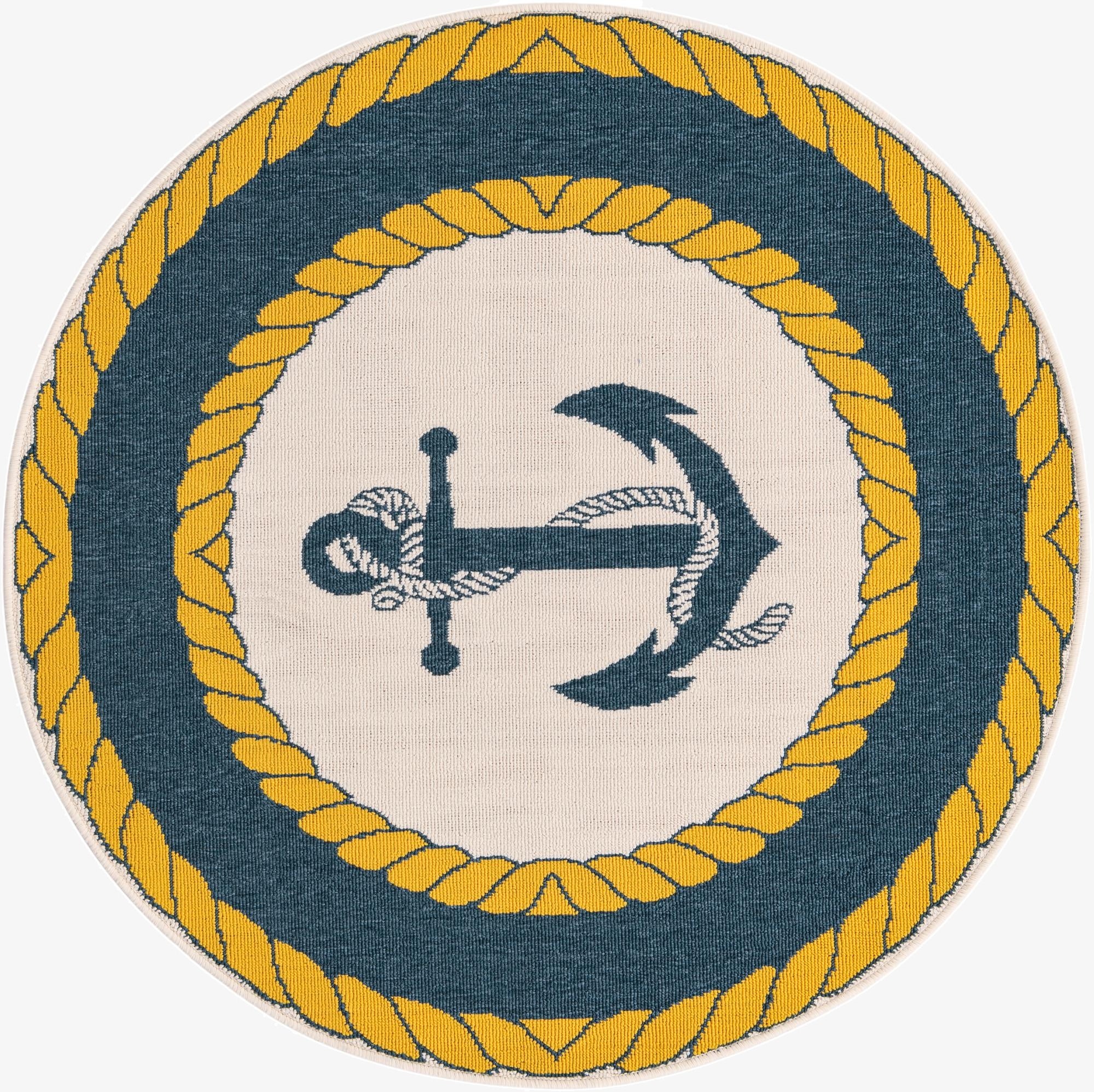  4' x 4'  Washable Coastal Indoor / Outdoor Round Rug