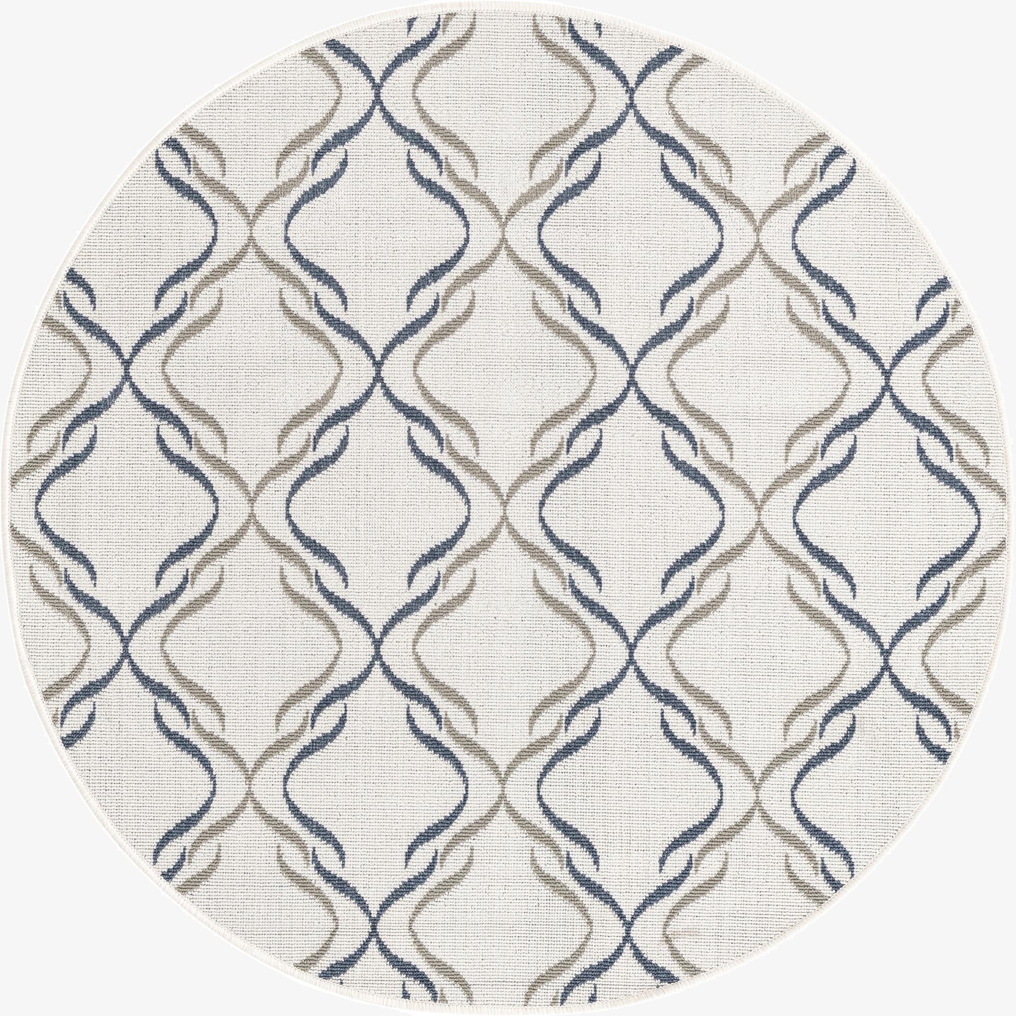  4' x 4'  Washable Lattice Indoor / Outdoor Round Rug