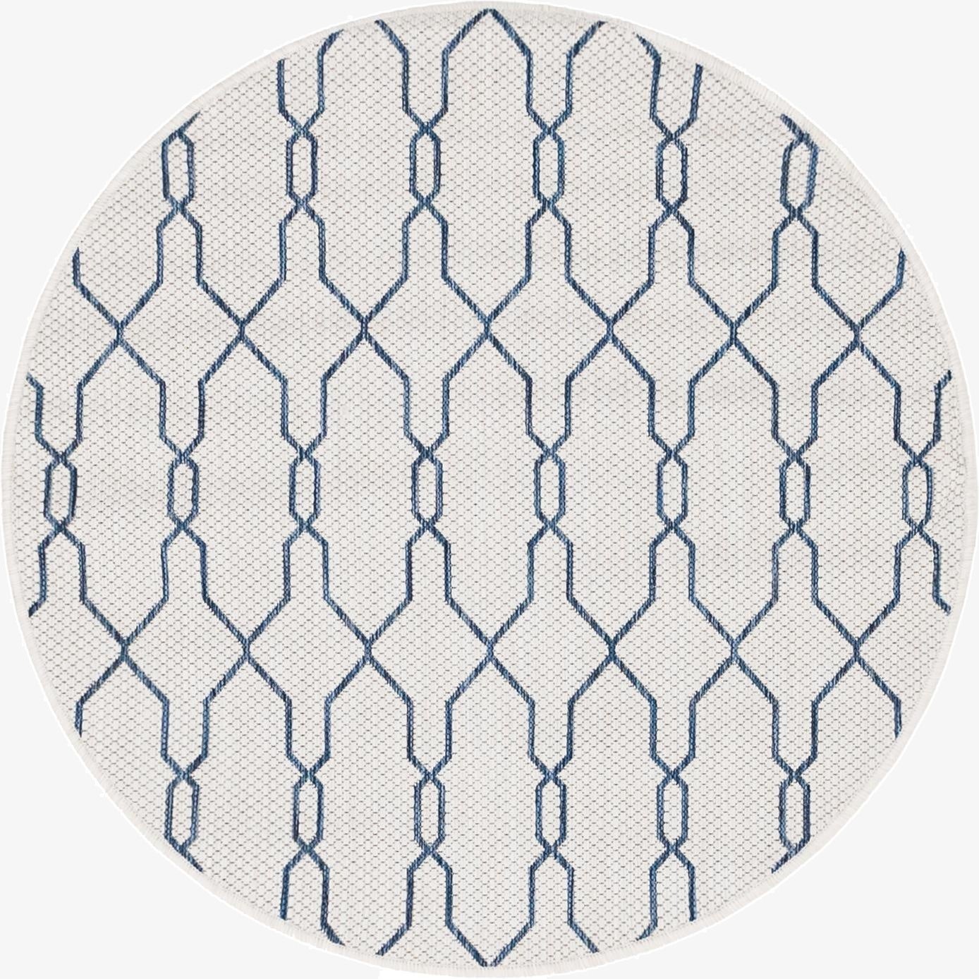  4' x 4'  Washable Lattice Indoor / Outdoor Round Rug